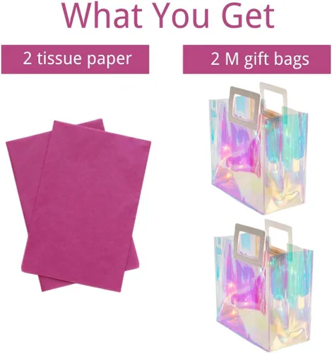 Vista 2 de VUOJUR 2 M 11'' Bolsas de regalo holográficas con papel de seda - Orquídea