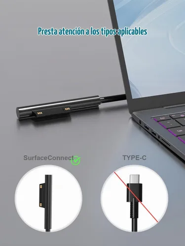 Vista 2 de Cargador de superficie de 127 W 102 W compatible con Microsoft Surface Laptop Studio/Go 3 2 1 Surface Book 3 2 1 Surface Pro 10 9 8 7 7+ 6 5 4 3