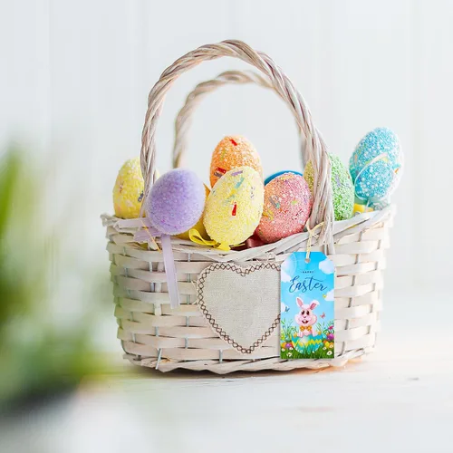 Vista 6 de Outus 60 etiquetas de regalo de Pascua con cuerda, etiquetas de conejo azul, etiquetas colgantes para festival de huevos de primavera, etiquetas