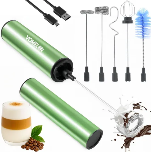 Vista 14 de Espumador de leche recargable de mano, espumador eléctrico de mano, mezclador de bebidas para café, lattes, capuchino y huevo, acero inoxidable