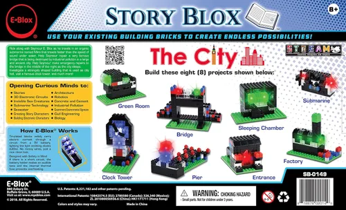 Vista 2 de E-Blox Stories Blox Builder - The City - Bloques de construcción con luz LED para niños a partir de 8 años (EBS-City)