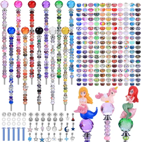 Vista 9 de Kit de 158 piezas de varitas de hadas de bricolaje para jardín, múltiples esquemas de color con cuentas europeas, cristales y puntas de diamante