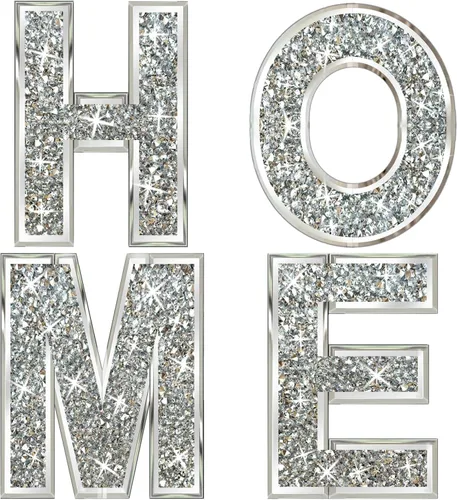 Vista 11 de ZOLAPI 3 piezas Letras Independientes BAR. Letras de Cristal Diamante Glamorosas. Vidrio Espejo Plateado Decoración del Hogar para Pared, Cocina