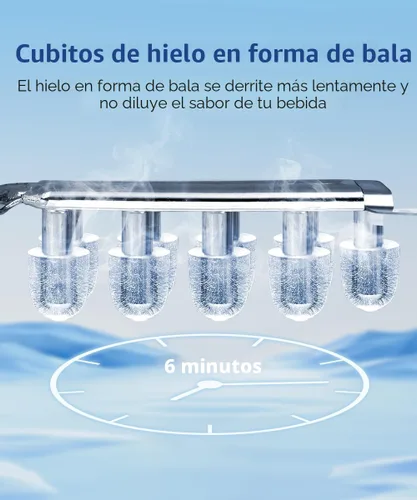 Vista 3 de COWSAR Máquina de hielo de encimera, máquina de hielo portátil con autolimpieza, 26.5 libras/24 horas, 9 cubos de hielo tipo bala en 6 minutos