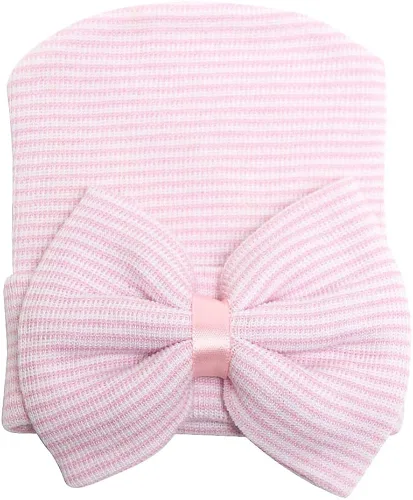 Vista 4 de Zando Gorro de hospital para recién nacidos con lazo grande gorro de invierno para bebés sombreros de recién nacidos para niñas y niños