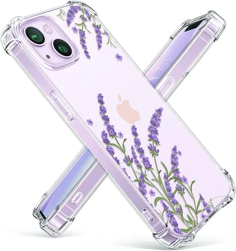 Vista 24 de OOZ Funda de cristal para iPhone 11 Pro (2019) de 5.8 pulgadas, bonita funda protectora transparente, seductor patrón de mariposa morada, suave a
