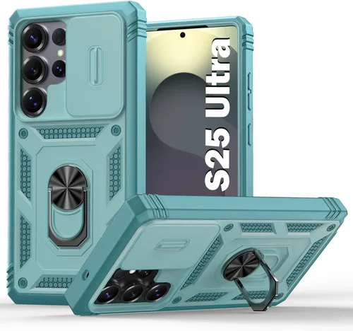 Vista 143 de PASNEW Funda militar para iPhone 13 Pro Max, cubierta de cámara deslizante y soporte de anillo de metal de 360°, carcasa rígida multicapa resistente