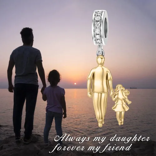 Vista 184 de PROESS Dije para padre, madre e hija, pulsera de plata de ley para pulseras, regalos de cumpleaños, día de San Valentín, para hija, madre, amante