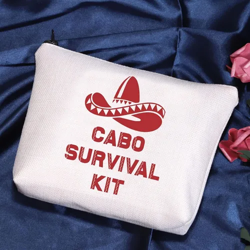 Vista 3 de POFULL Bolsa de cosméticos de boda de regalo para despedida de soltera de México, kit de supervivencia Cabo San Lucas
