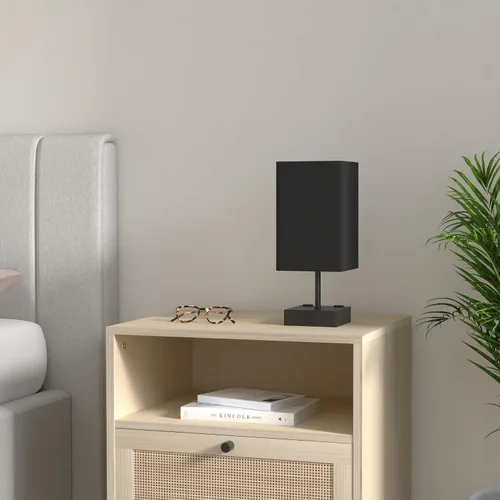 Vista 2 de Lámpara de mesa Sailstar para dormitorio, lámpara de noche táctil de 3 vías regulables, lámpara pequeña con 2 puertos de carga USB C+A, lámparas