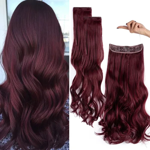 Vista 8 de Extensiones de cabello invisibles con halo mejorado con 3 piezas de diadema ajustable, largo, ondulado, extensiones de cabello rubio decolorado