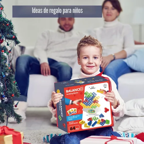 Vista 7 de Juego de torre apilable de 64 piezas con 22 cartas, juego gigante de equilibrio de caída para niños, juegos familiares para niños y adultos, regalos