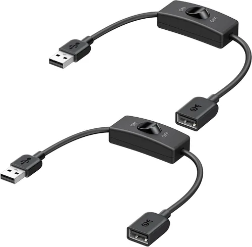 Vista 8 de Cable Matters Paquete de 2 interruptores de encendido y apagado USB, 3 pies, datos de soporte y alimentación, cable de extensión USB corto
