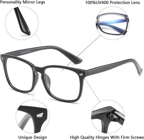 Vista 2 de Gafas cuadradas unisex con estilo sin receta