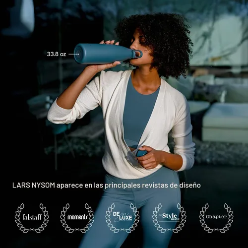Vista 5 de LARS NYSØM Botella de agua aislada de acero inoxidable de 25 onzas, 34 onzas, frasco térmico aislado para bebidas calientes y frías, botella a Beige