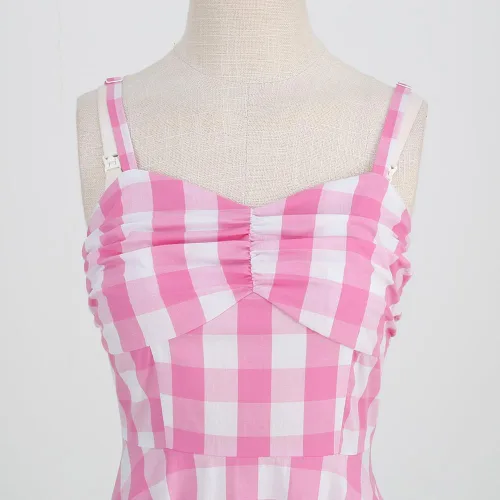 Vista 4 de Vestido de cosplay retro Rockabilly de los años 50 para mujer, vestido de cosplay floral halter Audrey Hepburn de los años 50 y 60