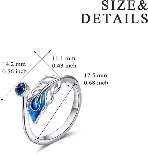 Vista 5 de Anillo ajustable con pluma, libélula, cruz, celta, plata de ley, joyería abierta, regalos para mujer