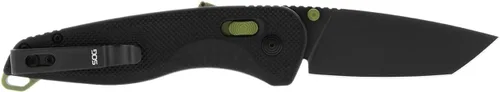 Vista 2 de SOG Aegis at Tanto - Cuchillo de apertura plegable de bolsillo para exteriores, bloqueo ambidiestro at-XR con mango ergonómico, hoja de acero D2