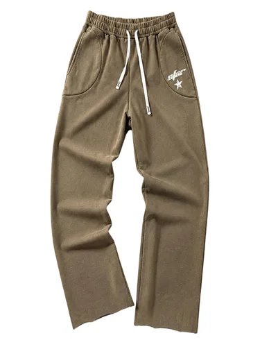 Vista 22 de SOLY HUX Pantalones deportivos holgados Y2k con cordón para hombre Gris oscuro