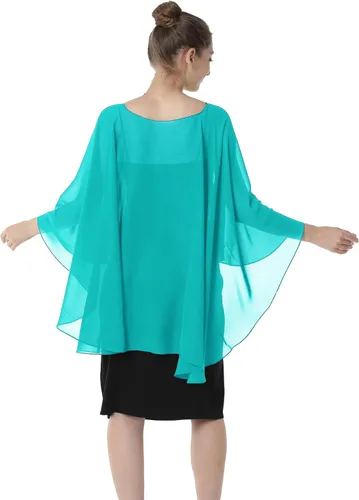 Vista 5 de Baoqiya Capas de gasa Capelets transparentes Poncho de capa larga para mujeres más