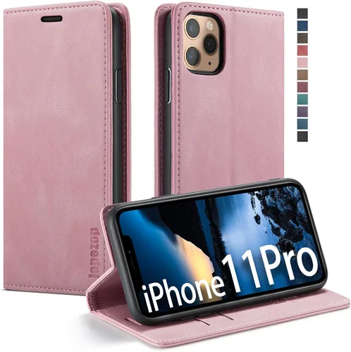 Vista 24 de japezop Funda para iPhone 11 Pro, iPhone 11 Pro funda tipo cartera para mujeres u hombres con [bloqueo RFID] soporte para tarjetas de crédito, funda