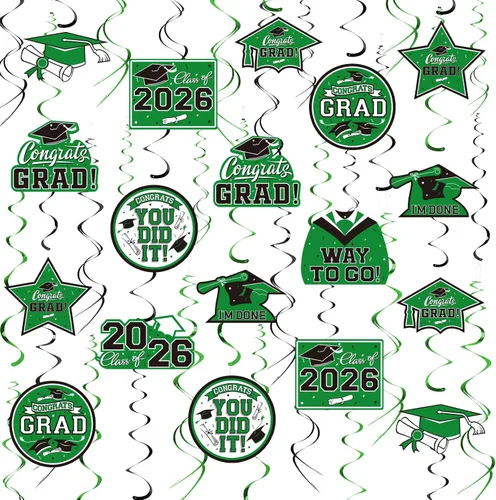 Vista 11 de 31 decoraciones de graduación para clase de 2026, remolino colgante de graduación, felicitaciones y decoraciones de fiesta de graduación