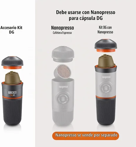 Vista 2 de WACACO Kit DG, accesorio para Nanopresso compatible con cápsulas de café DG, perfecto para viajes, camping u oficina