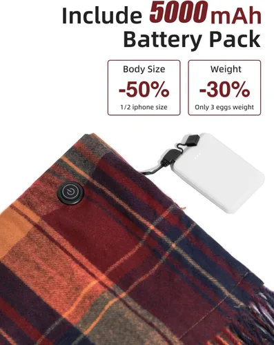 Vista 3 de Heated Scarf for Women Include Rechargeable Battery, Winter Electric Neck Scarf for Cold Weather Púrpura