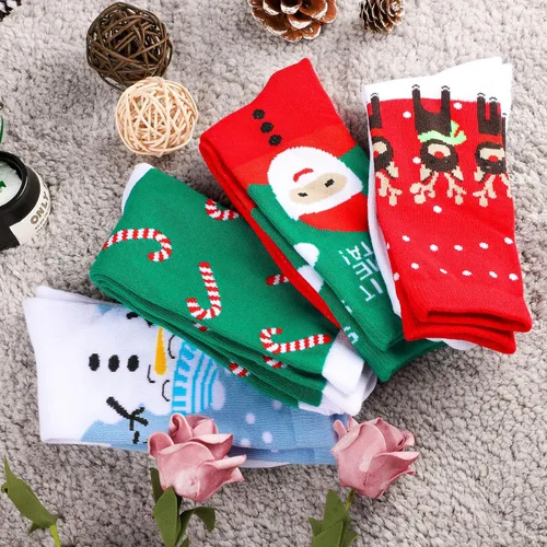 Vista 3 de Cooraby Juego de 20 pares de calcetines de algodón suave y cálido para mujer, regalo de Navidad, Rojo y verde