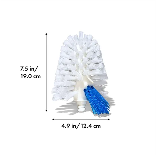 Vista 2 de OXO Good Grips - Escobilla de inodoro con cabezal de repuesto para limpiador de llantas, blanco, mango de plástico, 10 pulgadas