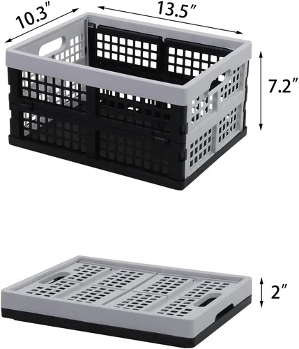 Vista 2 de Readsky Paquete de 4 cajas de almacenamiento plegables de 16 litros, cajas de plástico plegables, cesta organizadora apilable ventilada