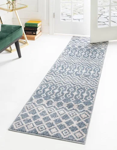 Vista 16 de Unique Loom Eco Trellis Collection - Alfombra de área, nativa (rectangular 2 pies 0 pulgadas x 3 pies 0 pulgadas, gris carbón/azul claro)