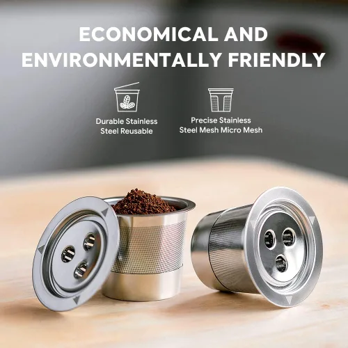 Vista 2 de Cápsulas Ninja K Cups reutilizables de acero inoxidable compatibles con la máquina Ninja CFP201 CFP301 Dual Brew Pro, cápsulas de café rellenables