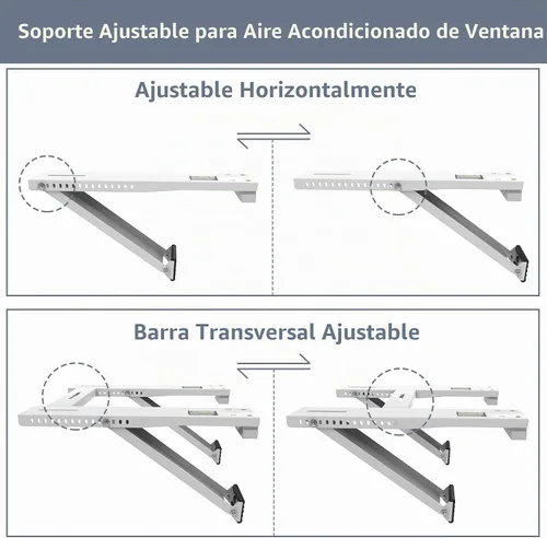 Vista 5 de Flamorrow Soporte de aire acondicionado de ventana, soporte de aire acondicionado resistente con 2 brazos, soporte universal de CA para ventana