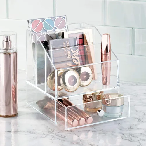 Vista 3 de iDesign Clarity - Organizador de paleta de cosméticos con cajón para tocador o gabinete para guardar maquillaje, productos de belleza, accesorios