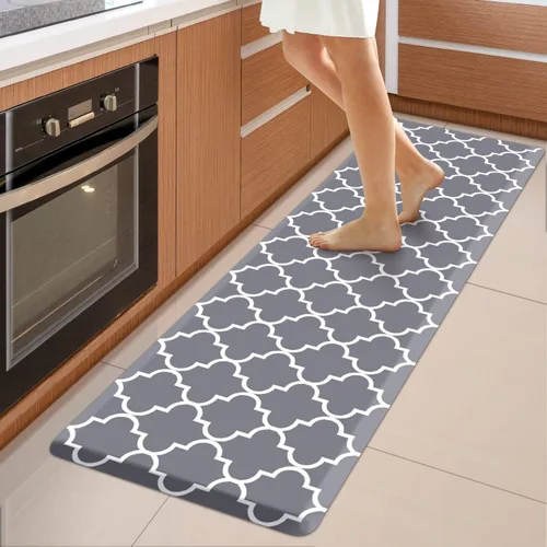 Vista 47 de WISELIFE Tapete de cocina acolchado antifatiga, 17.3 x 28 pulgadas, antideslizante, resistente, de PVC, ergonómico, impermeable, cómodo