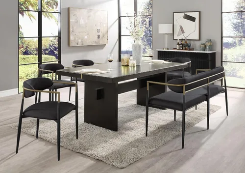 Vista 9 de Acme Jaramillo - Silla auxiliar tapizada en madera y tela, color negro (juego de 2)