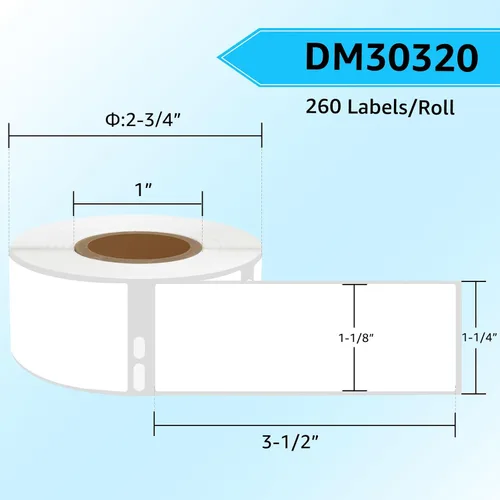 Vista 2 de USUPERINK 1 rollo (260 etiquetas/rollo) compatible con Dymo LabelWriter 30320 etiquetas blancas de dirección postal de 1-1/8 pulgadas x 3-1/2