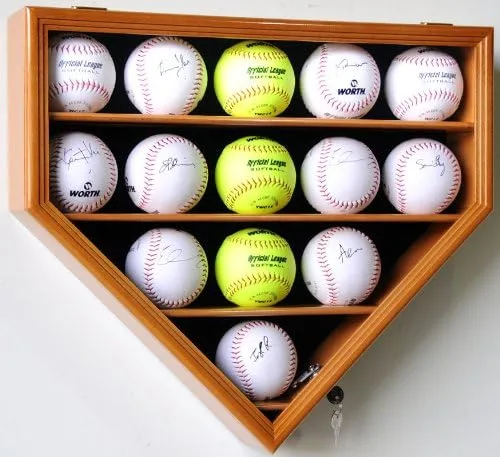 Vista 7 de sfDisplay,LLC. 14 Softball Display Case Cabinet Wall Rack Home Plate Shaped w/UV Protection negro (Black Finished)