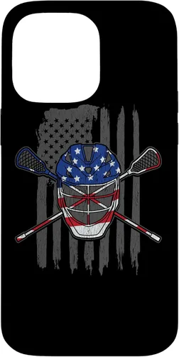 Vista 20 de iPhone 11 bandera estadounidense lacrosse Player Tee Lacrosse Portero caso