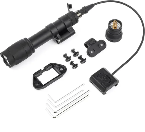 Vista 7 de M340 linterna táctica de 540 lúmenes con 2 bases giratorias, con botón de presión e interruptor de presión remoto, montaje de luz e interruptor de 1