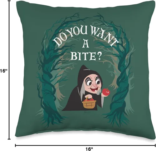 Vista 4 de Disney Villains Kawaii Evil Witch Do You Want A Bite - Cojín de cojín (16.0 x 16.0 in), multicolor