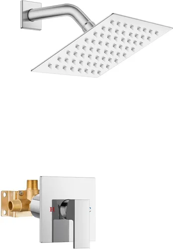 Vista 19 de Airuida - Juego de grifo de ducha, kit de válvula de ducha de 4 pulgadas, negro mate Roscas macho,Kit de ajuste de ducha de válvula áspera,Juego