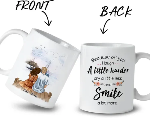 Vista 2 de Gossby Taza de café personalizada para parejas, regalo personalizado para pareja, con diseño, nombre, aniversario, día de San Valentín, regalo