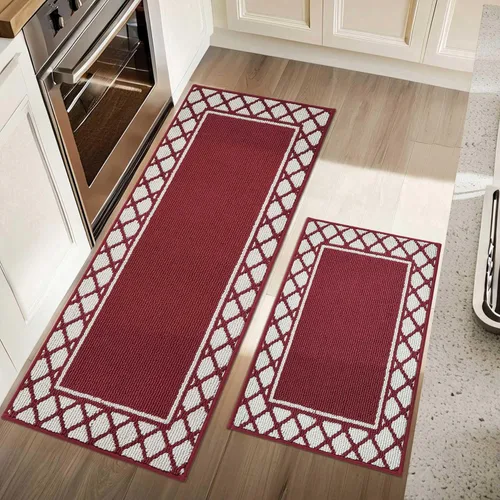Vista 18 de COSY HOMEER Juegos de 2 Alfombras de Cocina Lavables Antideslizantes Tapetes de Cocina para Piso Absorbentes Alfombra Corredor de Cocina