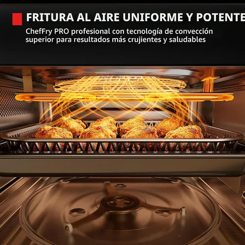 Vista 2 de TOSHIBA Optichef Pro Freidora de aire Combo horno microondas para encimera con inversor de origen, ChefDefrost, 1.0 pies cúbicos, 1000 W, acero