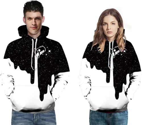 Vista 4 de BarbedRose Sudadera unisex con estampado digital 3D con capucha, diseño de galaxia