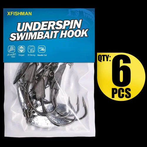 Vista 7 de Underspin-Jig-Heads-Swimbait-Hooks-with-Spinner Blades Pesca Anzuelos Pesados Paquete de 6