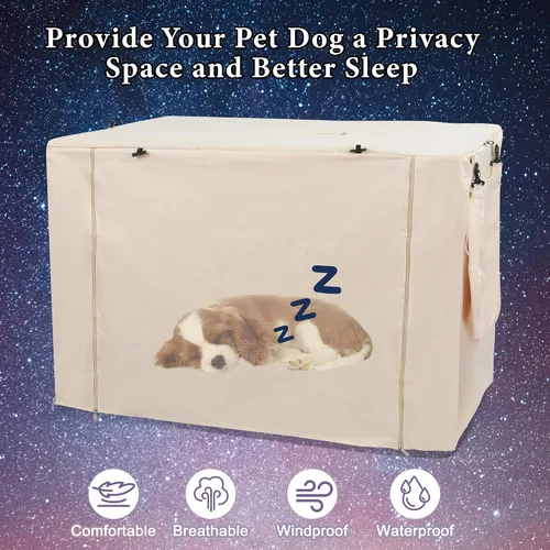 Vista 7 de Deblue Funda para jaula de perro de 24 pulgadas con bolsa de almacenamiento, funda de poliéster resistente para perreras de mascotas, ajuste