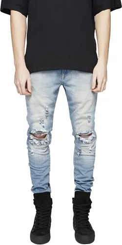 Vista 3 de LONGBIDA - Jeans para hombre, de tiro ajustado, con roto y desgastados